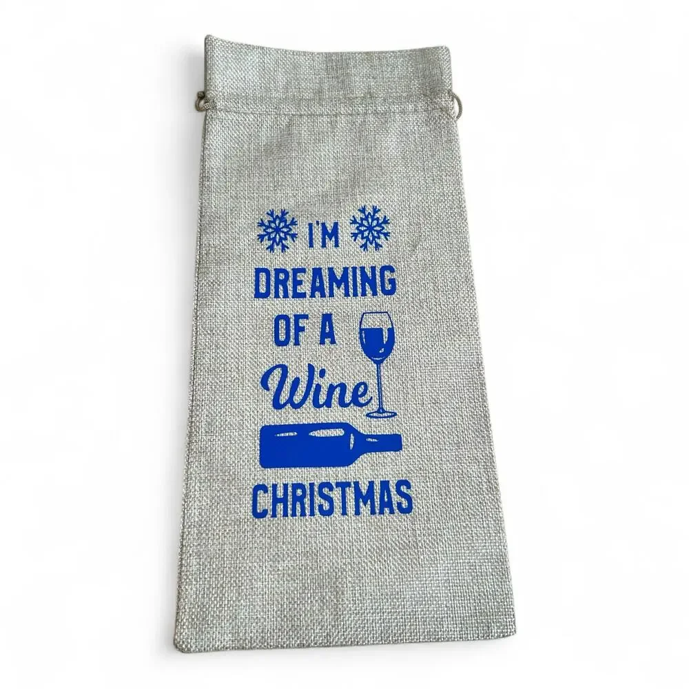 Burlap Wine Gift Bags Set of Five Christmas and Year Round Celebration